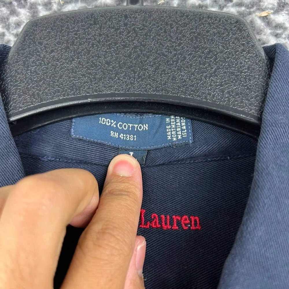 Ralph Lauren The Blaire Button Down Shirt Men Large Navy Blue Red Pony Cotton L - Picture 7 of 8